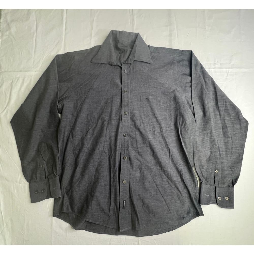 Batistini Mens Long Sleeve Button‎ Down Dress Shirt Size 39/40 Gray Cotton Blend